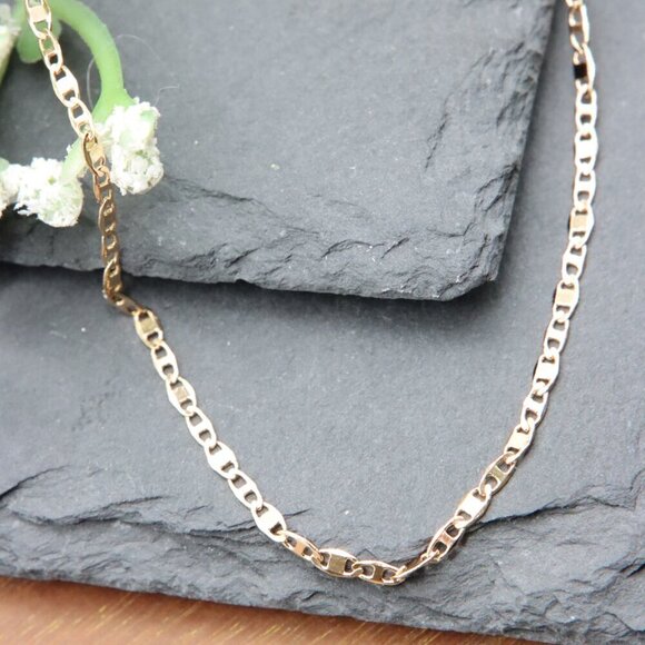 Delicate Rose Gold Flat Link Chain Necklace – 17.7 Inch Shine, XPNL0007 - Picture 1 of 12